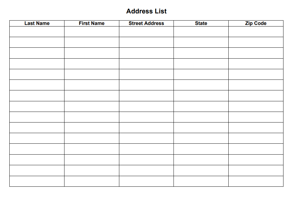 Address List Format