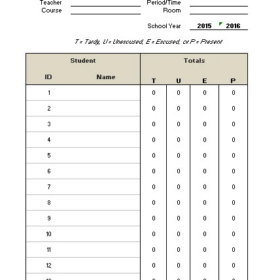 Attendance List Template Excel