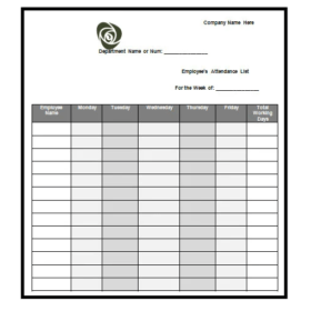 Attendance List Template Word