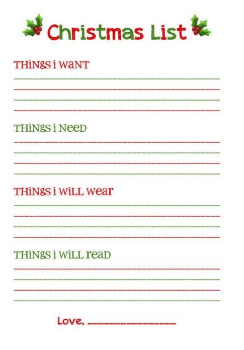 Blank Santa Gift Exchange List Template