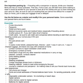 Cruise Packing List Template PDF