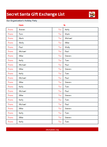 Free Santa Gift Exchange List Template