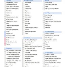 Vacation Packing List Template