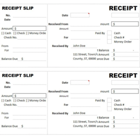 Cash Receipt Slip Template