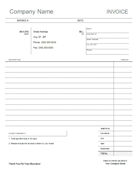 Free Blank Invoice Template