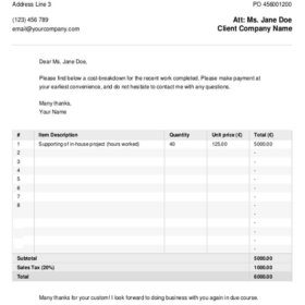 Sample Cash Invoice Layout