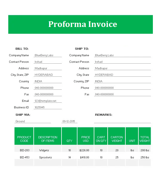 Free Proforma Invoice Template