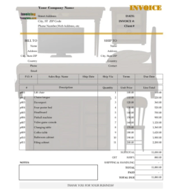 Furniture Purchase Invoice Template