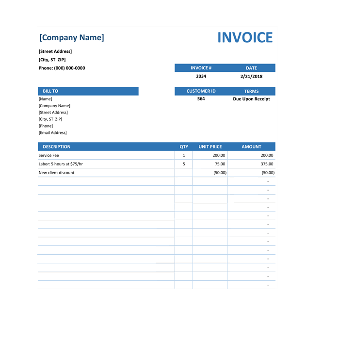 Service Invoice Format