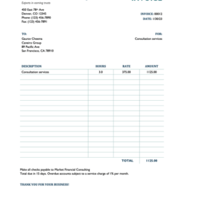 Service Invoice Template Excel