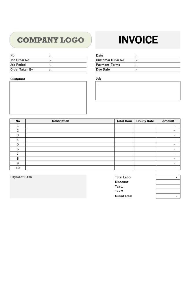 Plumbing Bill Invoice Template