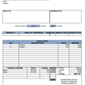 Plumbing Invoice Form