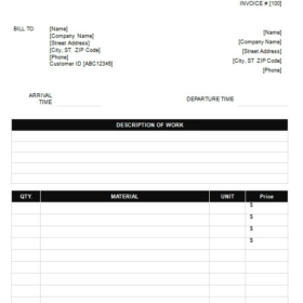 Plumbing Invoice Template Word