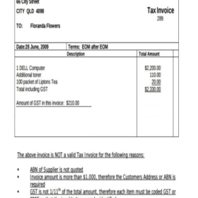 Valid Tax Invoice Template