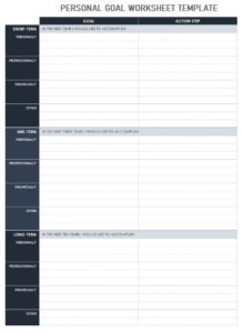 Personal Goal Worksheet Template | Free Excel Templates