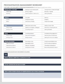 Procrastination Management Worksheet Template 