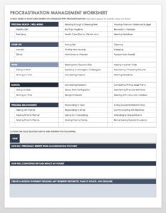 Procrastination Management Worksheet Template | Free Excel Templates