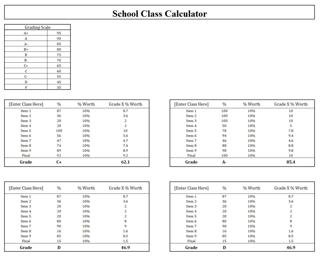 class assignment grade calculator