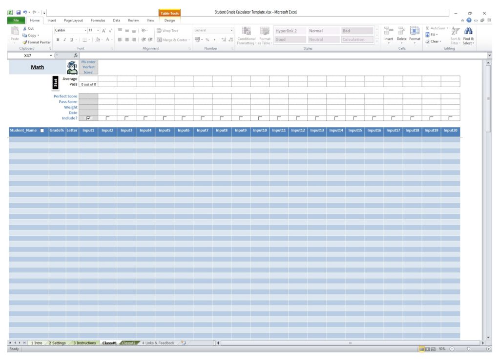 Student Grade Calculator Template