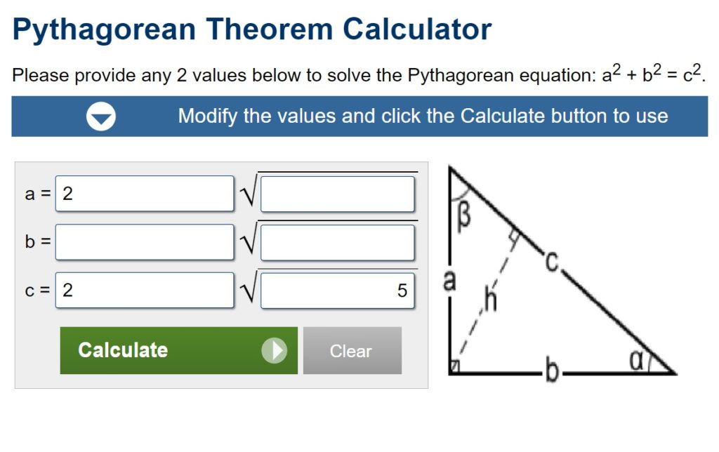 pythagorean theorem physics calculator