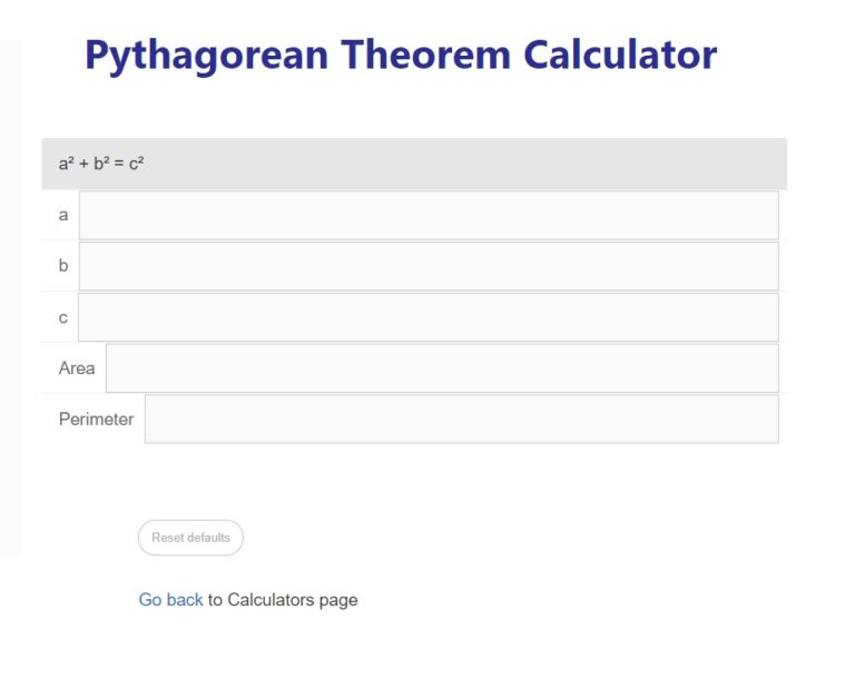 Pythagorean Theorem Calculator Example | Free Excel Templates