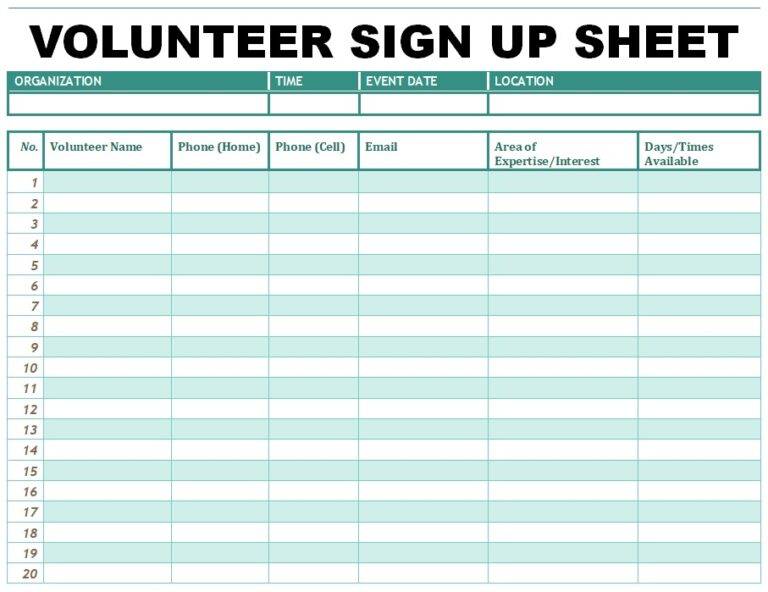 Sign Up Sheet Templates | 19+ Free Xlsx, Docs & PDF Formats, Samples ...