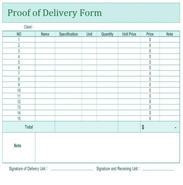 Proof of Delivery Templates | 14+ Free Xlsx, Docs & PDF Formats ...