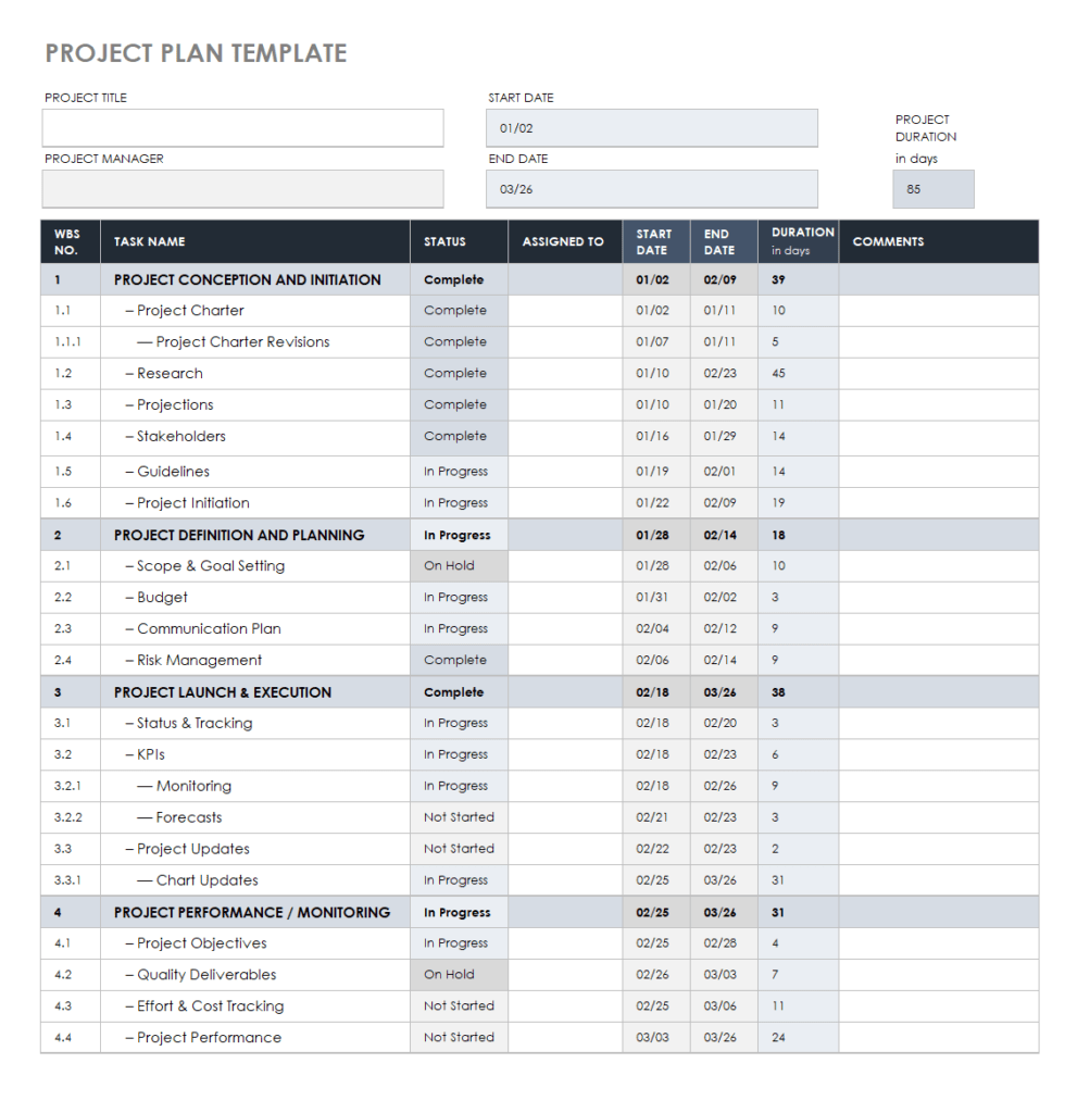 Project Action Plan Template