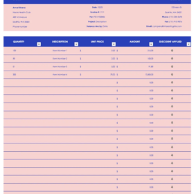 Advance Rental Invoice Template