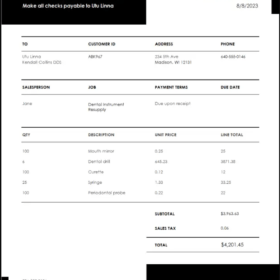 Dentist Rental Invoice Template