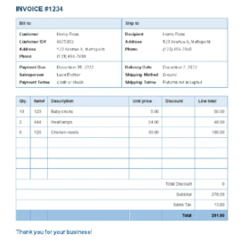 Printable Rental Invoice Template