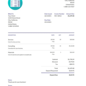 Rental Invoice Format