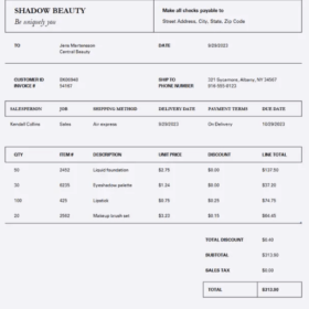 Salon Rental Invoice Template