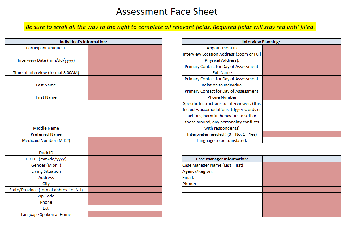 Free Face Sheet Template